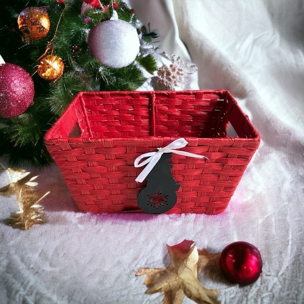 2/$10 Item: • Christmas Basket • with Attached Snowman Decoration